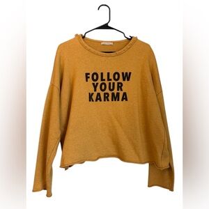 Zara Trafaluc Sweatshirt with 'Follow Your Karma' Graphic Print Top
